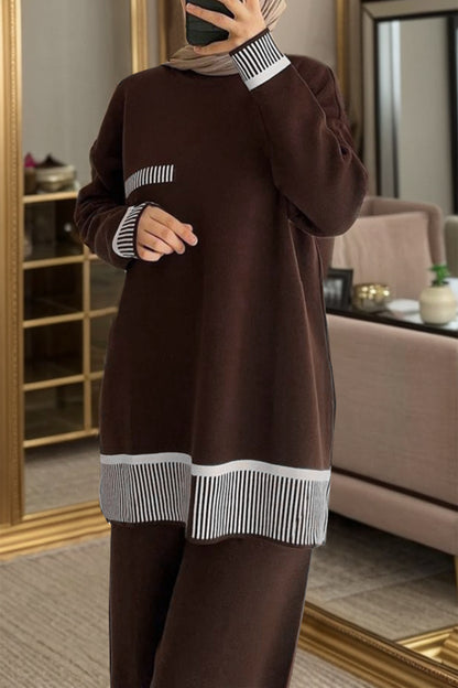 Gestrickter Zweiteiler in Braun Einheitsgröße  - NTKM0007K9015KHV