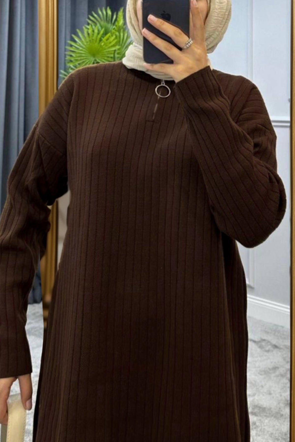 Gestrickter Zweiteiler in Braun Einheitsgröße  - NTKM0007K9017KHV