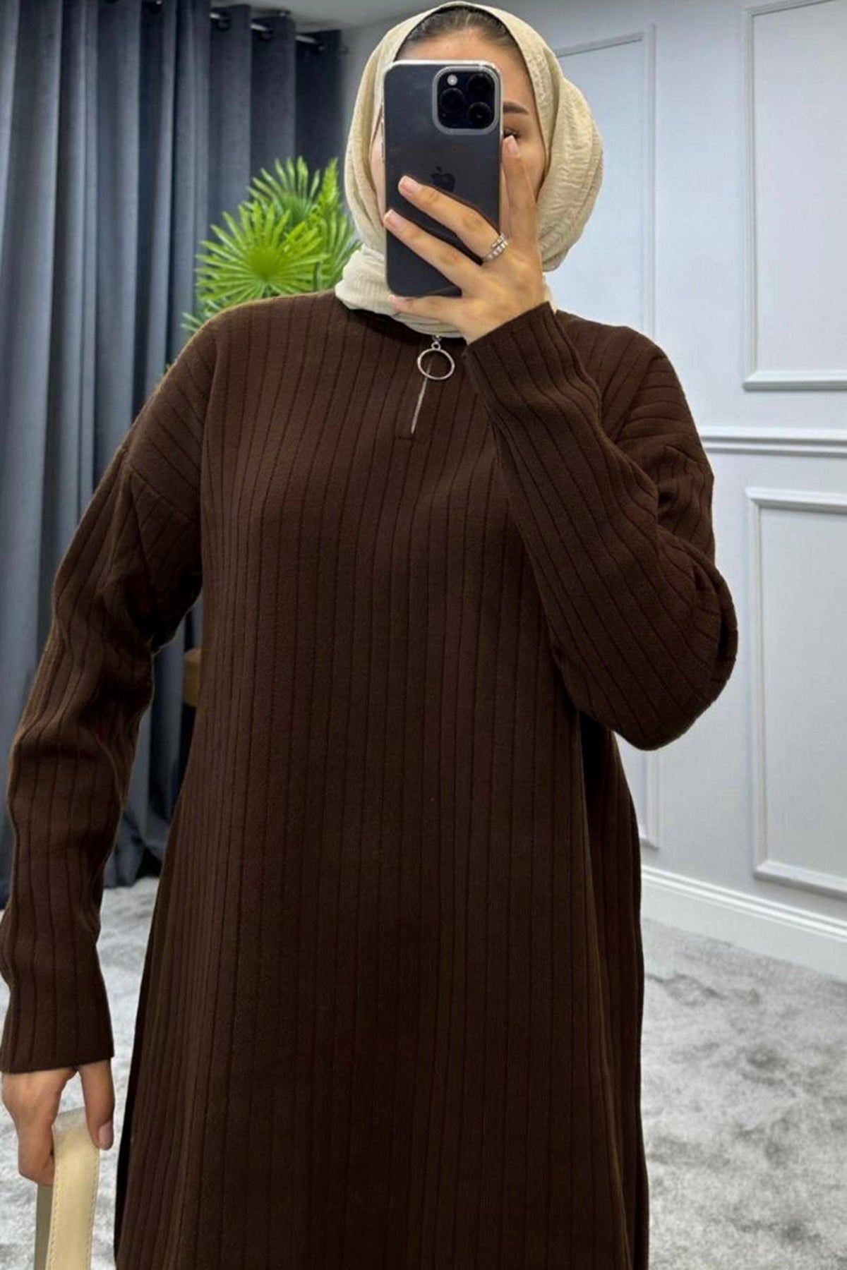 Gestrickter Zweiteiler in Braun Einheitsgröße  - NTKM0007K9017KHV