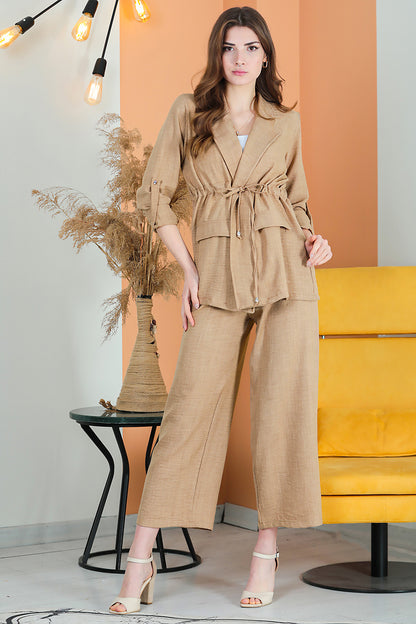 Zweiteiler Set Freizeit Eleganter Anzug Damen- NTKM0007D4723BEJ