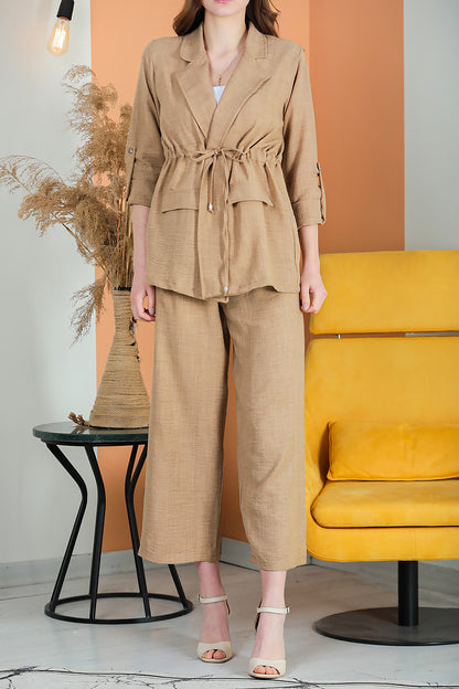 Zweiteiler Set Freizeit Eleganter Anzug Damen- NTKM0007D4723BEJ