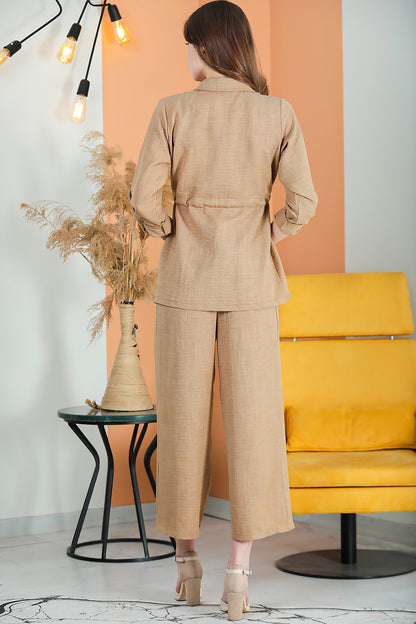 Zweiteiler Set Freizeit Eleganter Anzug Damen- NTKM0007D4723BEJ