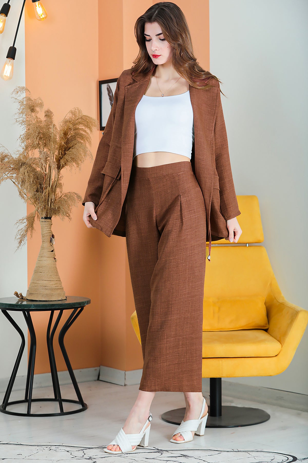 Zweiteiler Set Freizeit Eleganter Anzug Damen - NTKM0007D4723KHV