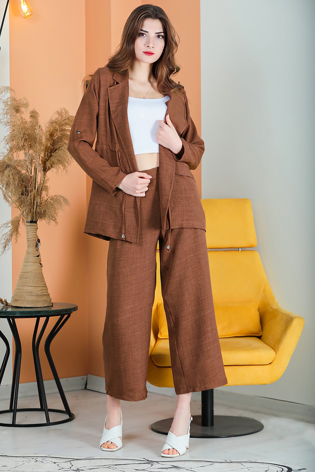 Zweiteiler Set Freizeit Eleganter Anzug Damen - NTKM0007D4723KHV