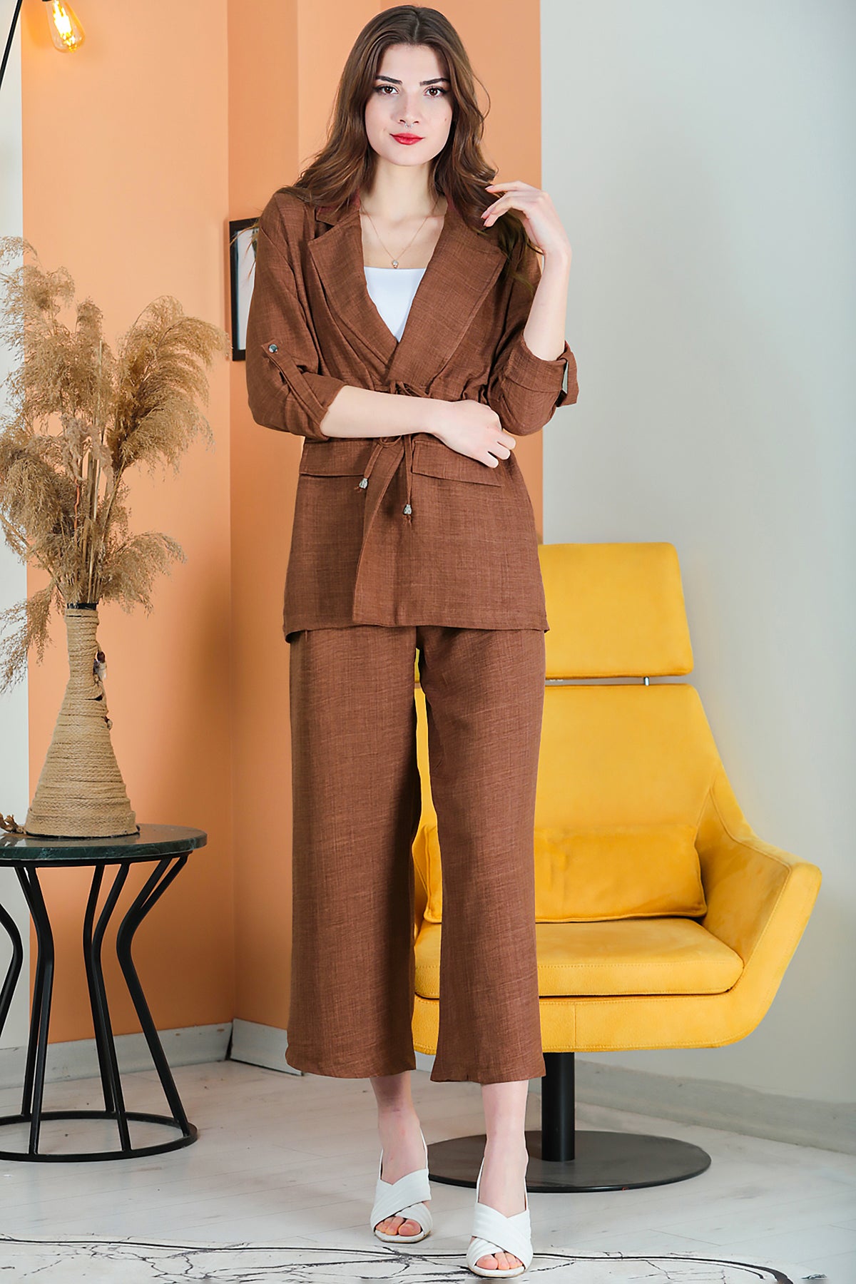 Zweiteiler Set Freizeit Eleganter Anzug Damen - NTKM0007D4723KHV