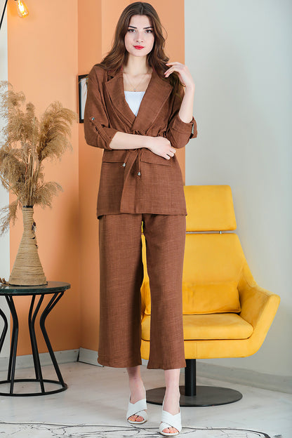 Zweiteiler Set Freizeit Eleganter Anzug Damen - NTKM0007D4723KHV