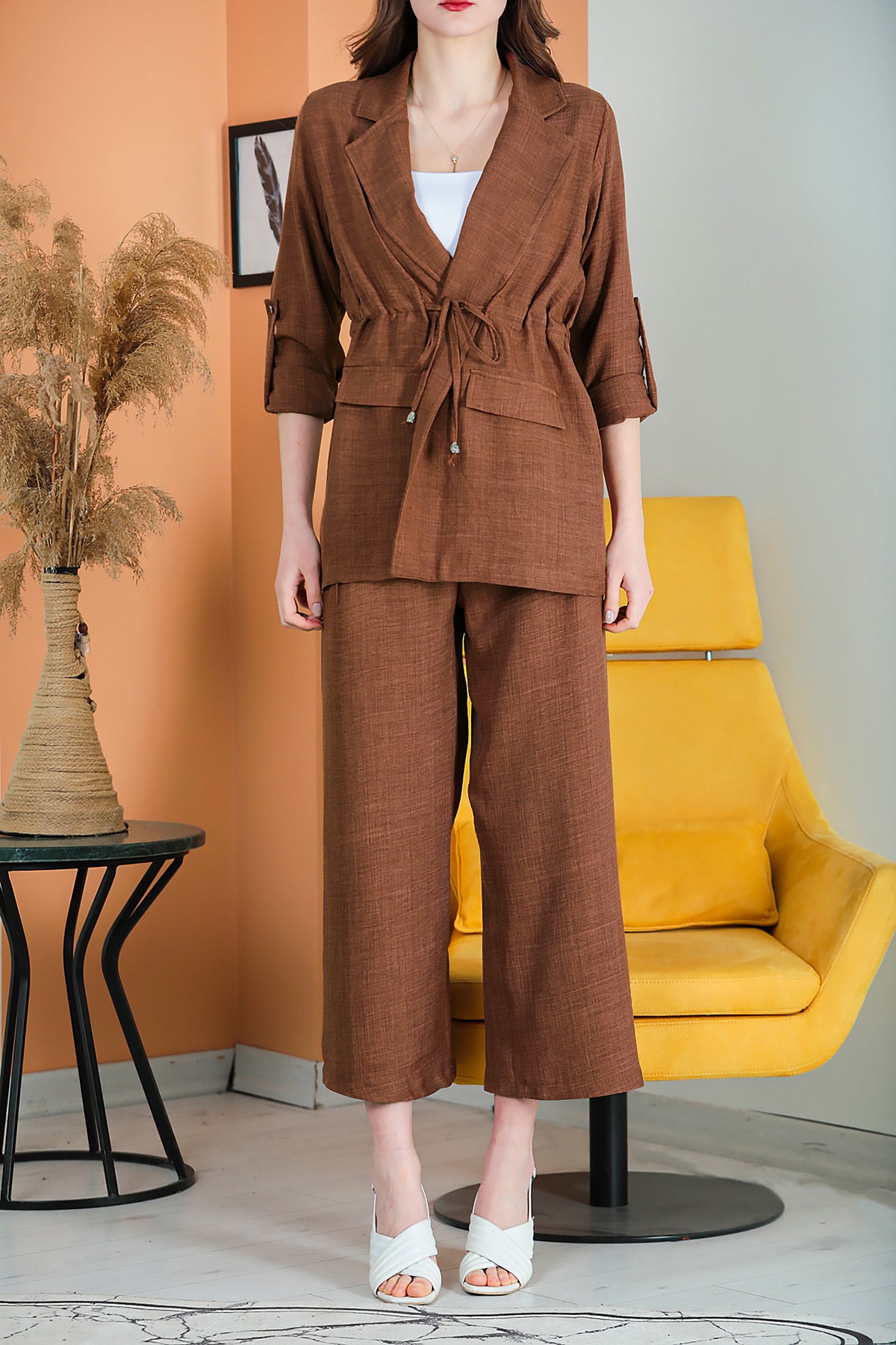 Zweiteiler Set Freizeit Eleganter Anzug Damen - NTKM0007D4723KHV