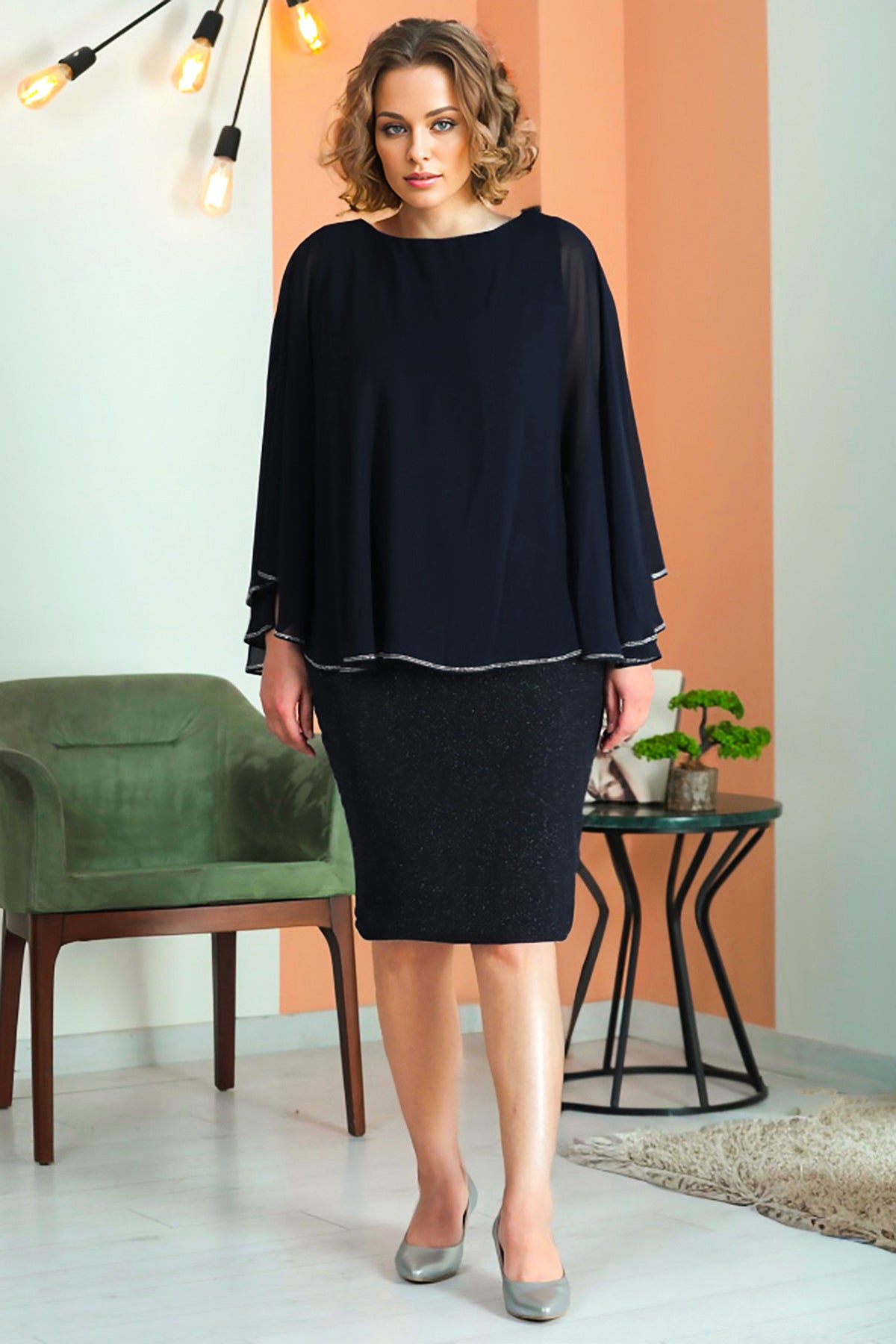 Damen Midikleid Sommerkleid Hochzeit für Größen NELB0553D9721LCV