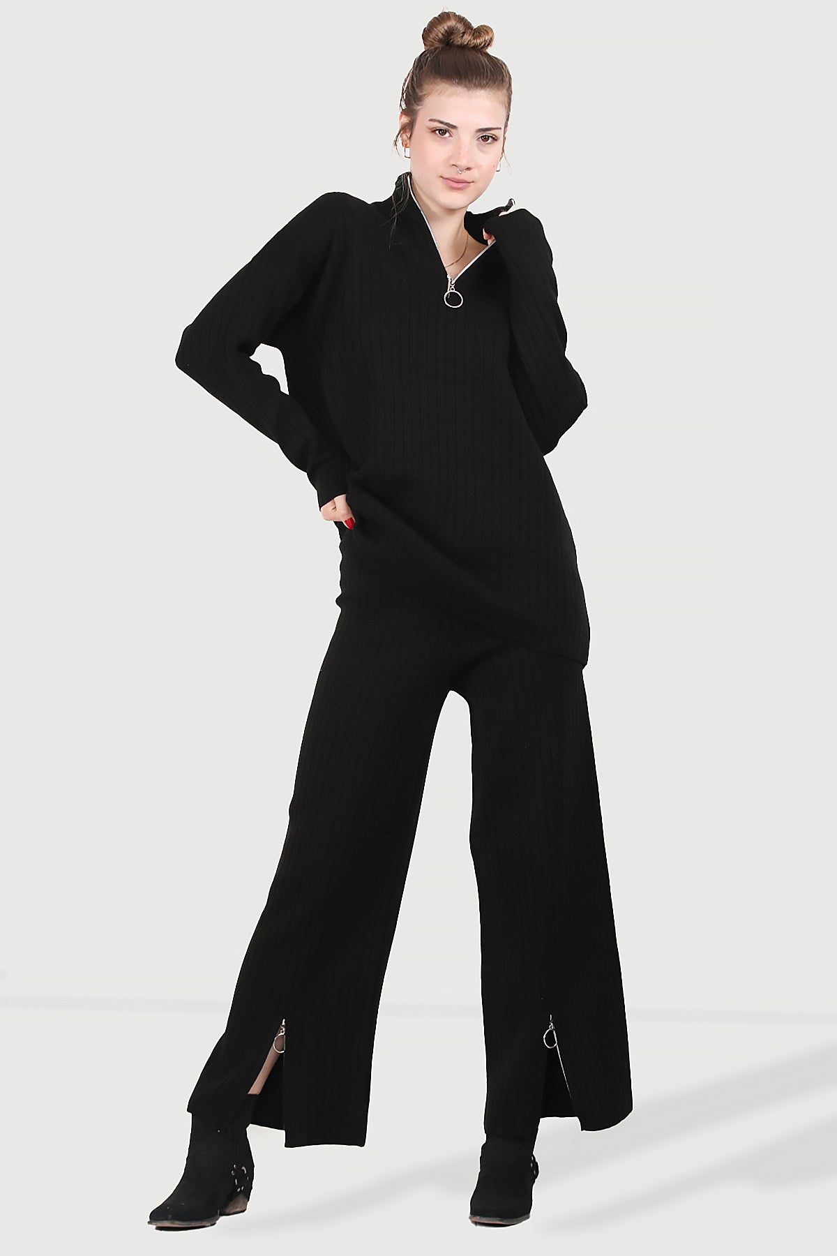 Knitted two-piece in black one size - NTKM0007K9017SYH