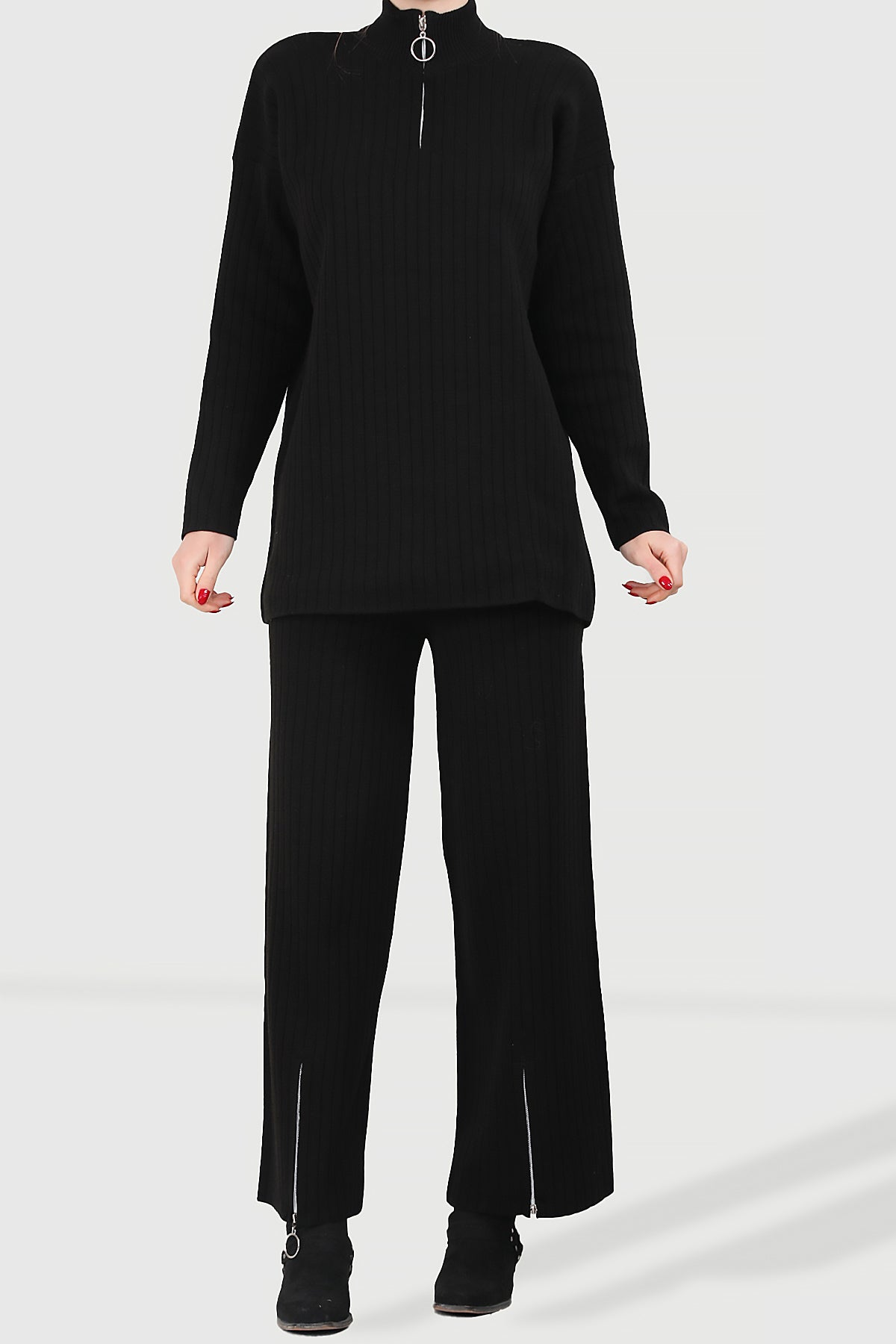 Knitted two-piece in black one size - NTKM0007K9017SYH