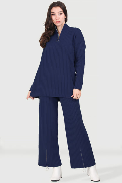 Gebreid tweedelig pak in donkerblauw one size - NTKM0007K9017LCV