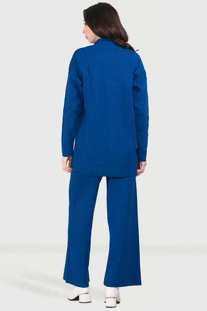 Gebreide damesset blauw-NTKM0007K9017SKS