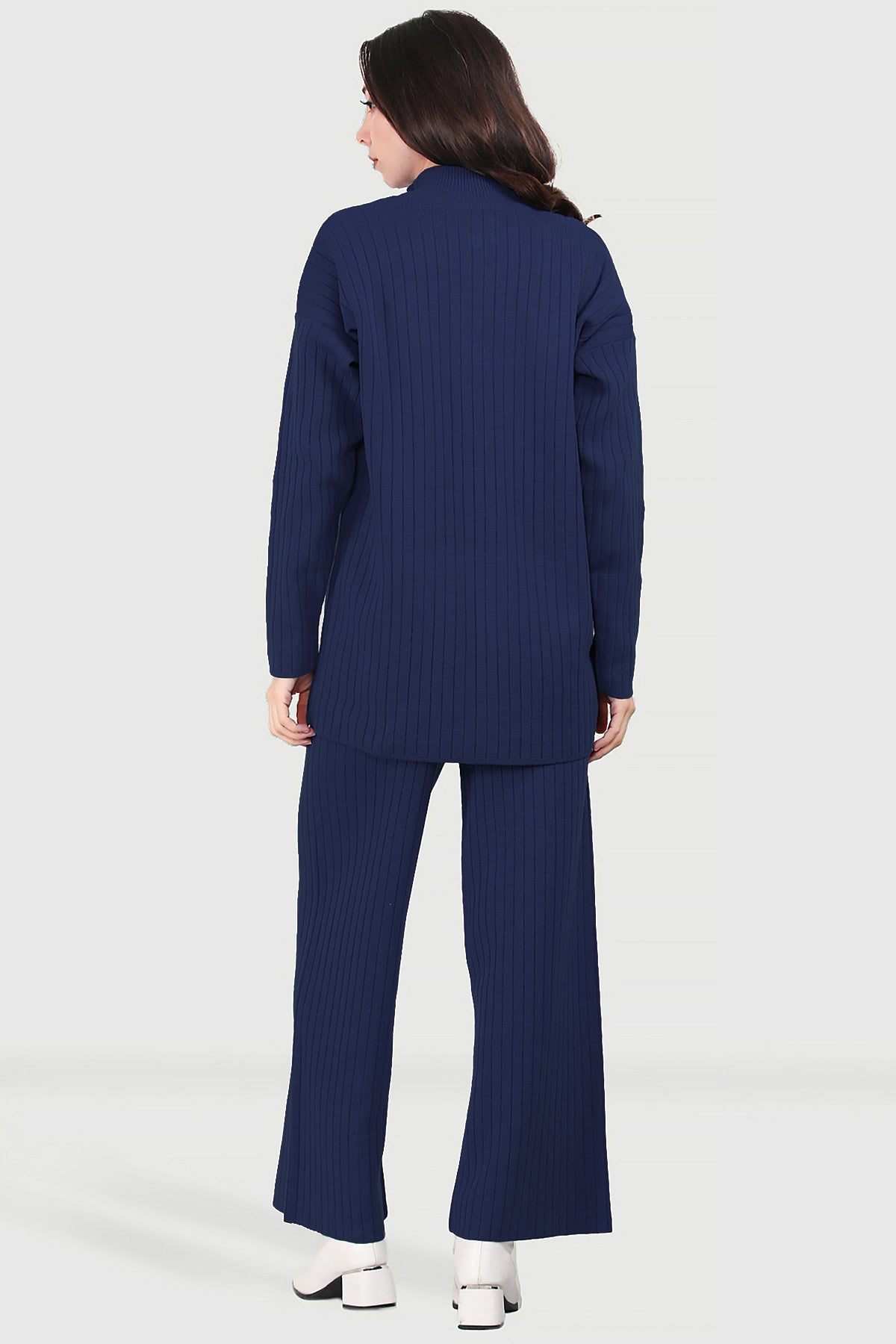 Gebreid tweedelig pak in donkerblauw one size - NTKM0007K9017LCV