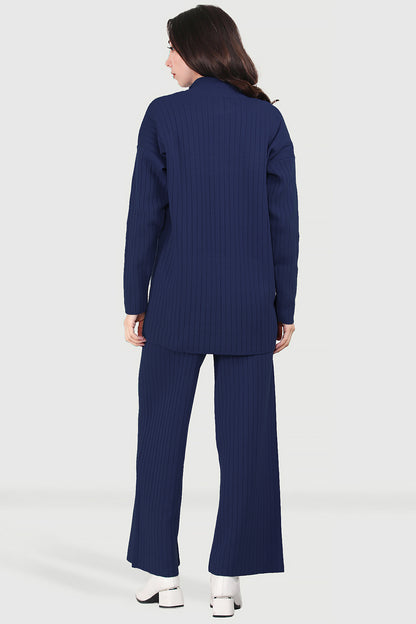 Gebreid tweedelig pak in donkerblauw one size - NTKM0007K9017LCV