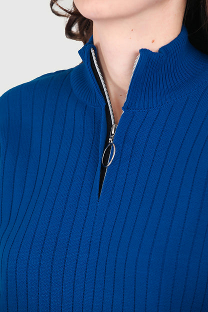 Gebreide damesset blauw-NTKM0007K9017SKS