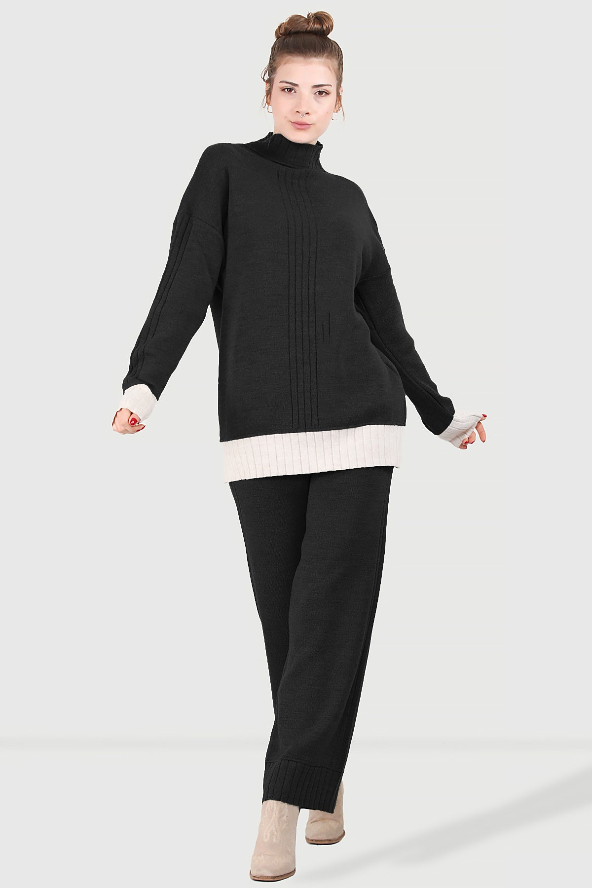 Women's knitted set black - NTKM0007K9006SYH