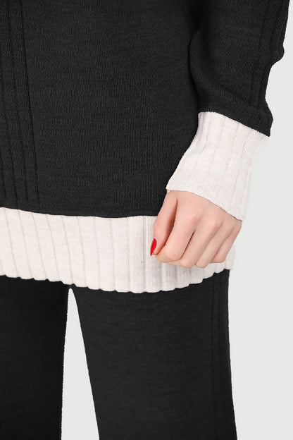 Women's knitted set black - NTKM0007K9006SYH