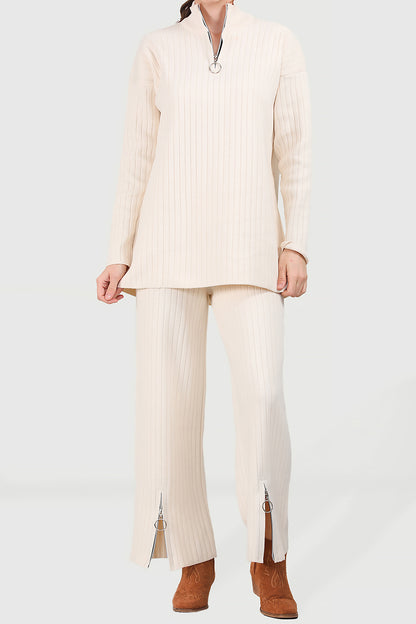 Gebreid tweedelig pak in beige one size - NTKM0007K9017TAS