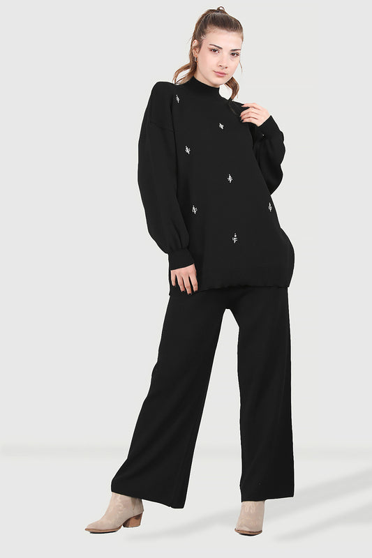 Gestrickter Zweiteiler in Schwarz Einheitsgröße  - NTKM0007K0110SYH