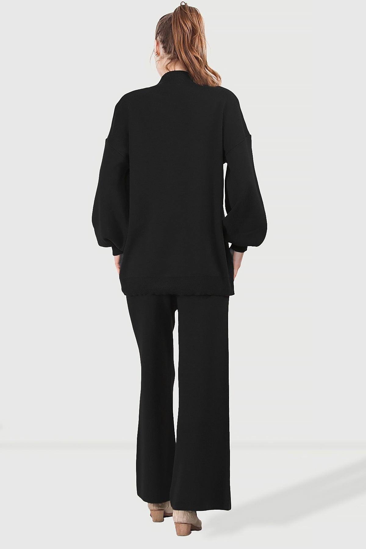 Gebreid tweedelig pak in zwarte one size - NTKM0007K0110SYH