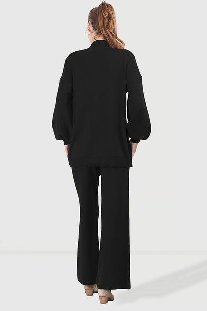 Gebreid tweedelig pak in zwarte one size - NTKM0007K0110SYH