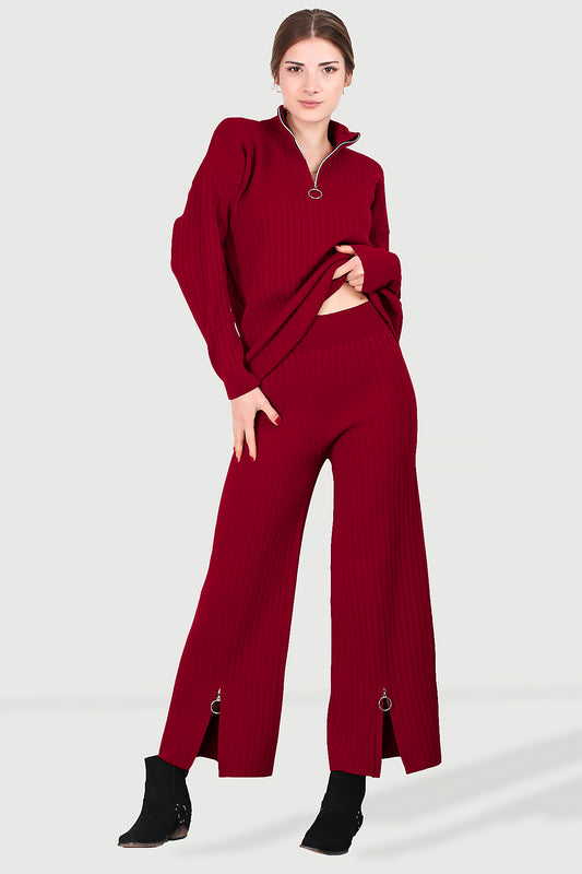 Ladies knitted set red - NTKM0007K9017KRZ