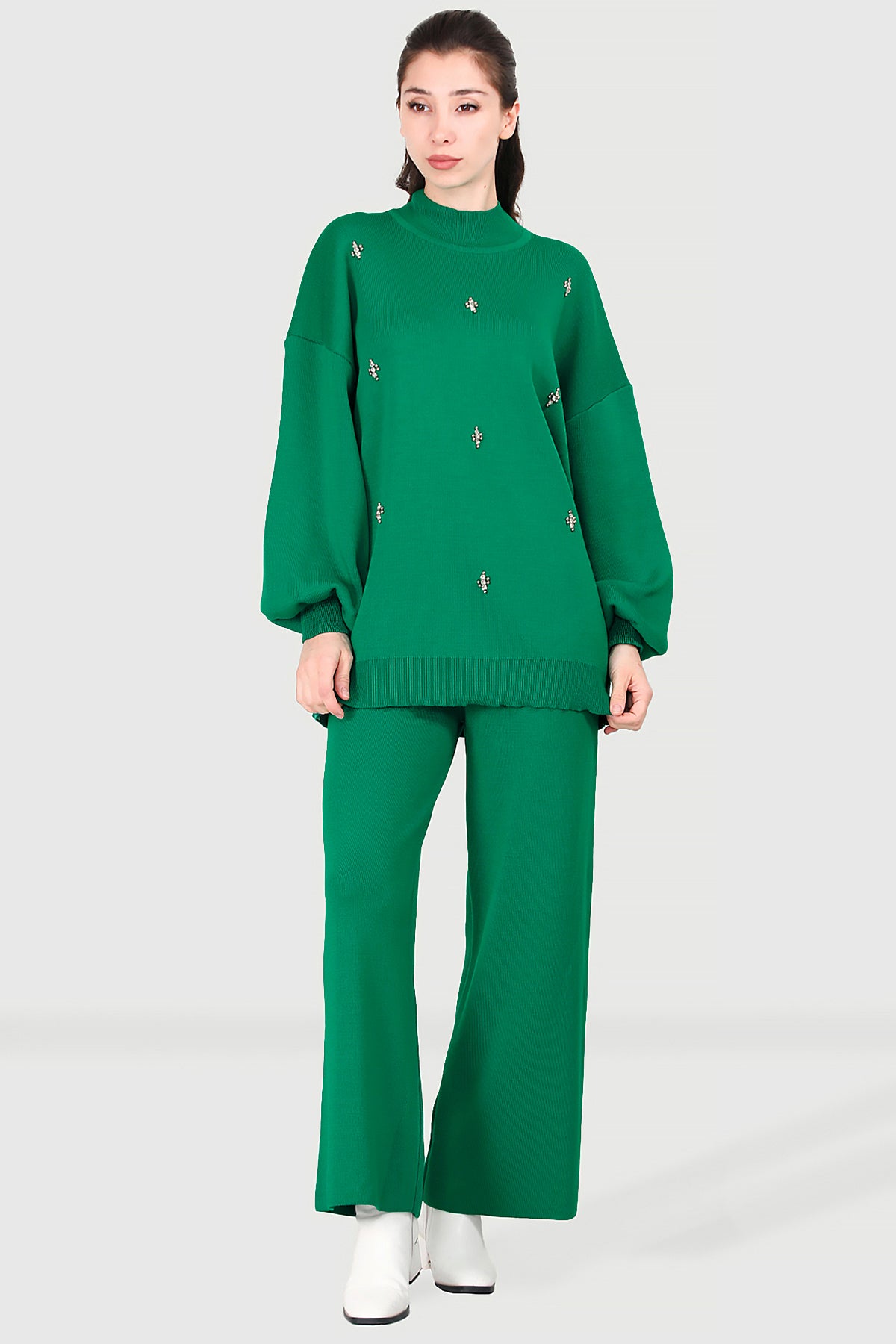 Knitted two-piece in green one size - NTKM0007K0110YŞL