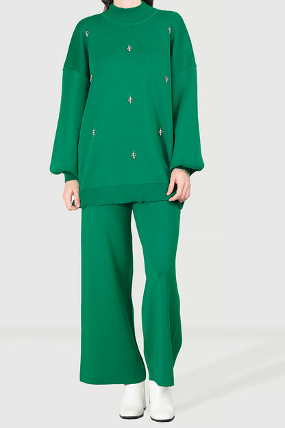 Knitted two-piece in green one size - NTKM0007K0110YŞL