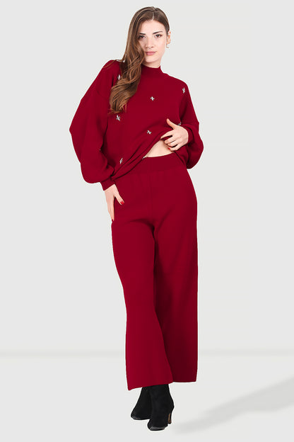 Ladies knitted set red - NTKM0007K0110KRZ