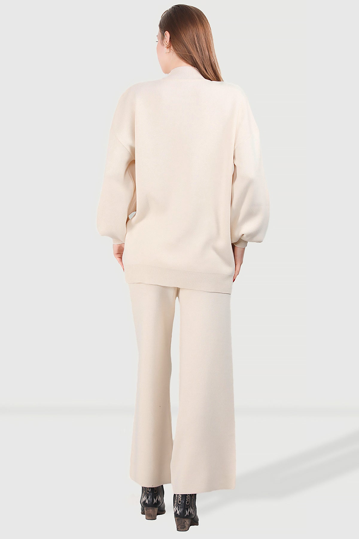 Gebreid tweedelig pak in beige one size - NTKM0007K0110TAŞ