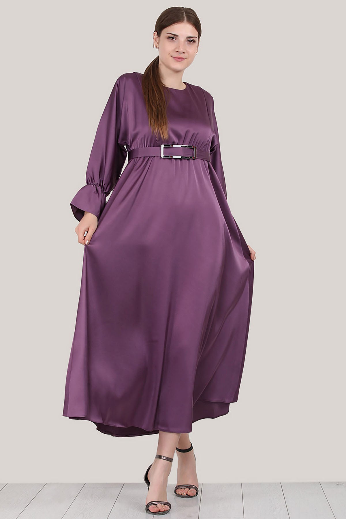 Langes Kleider Abaya Hijab Kleid Damen - NELB0007D7291MOR