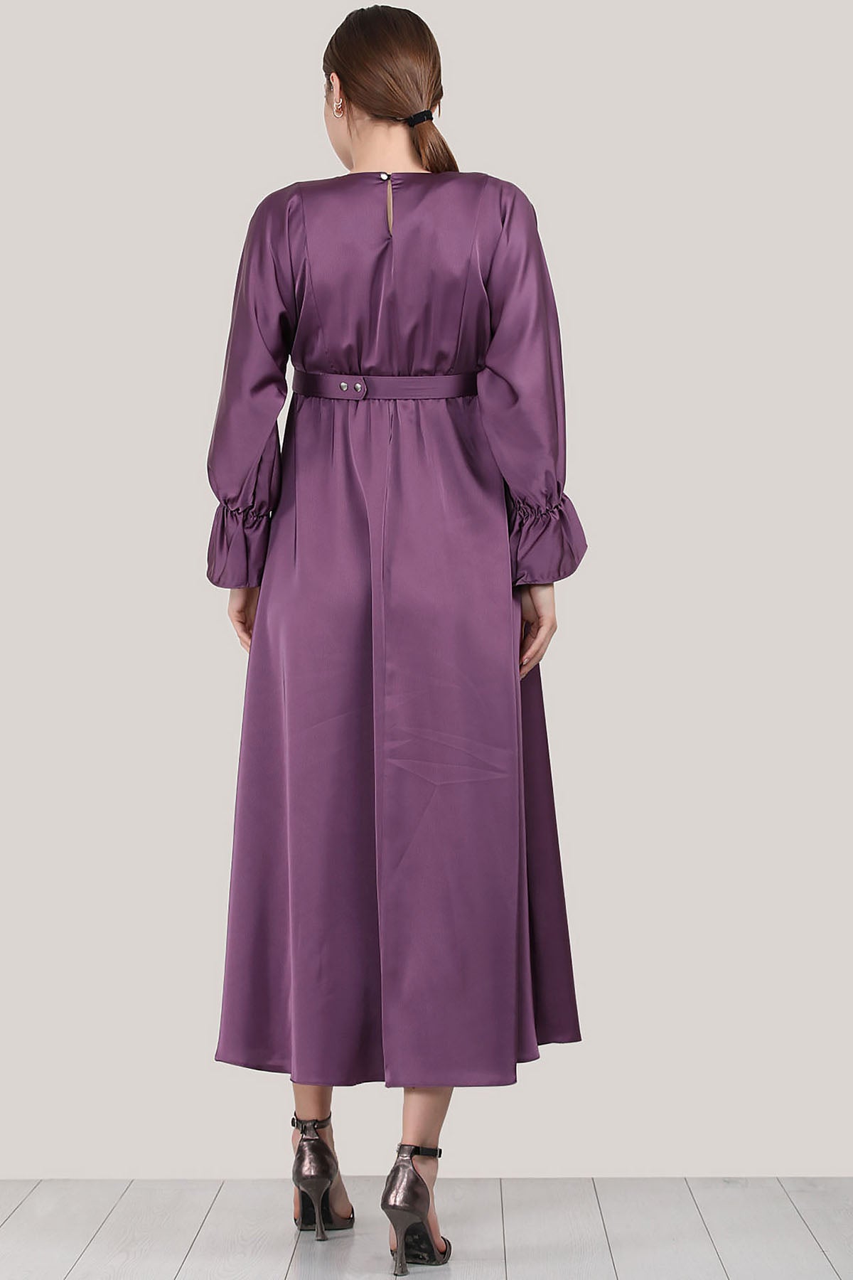 Langes Kleider Abaya Hijab Kleid Damen - NELB0007D7291MOR