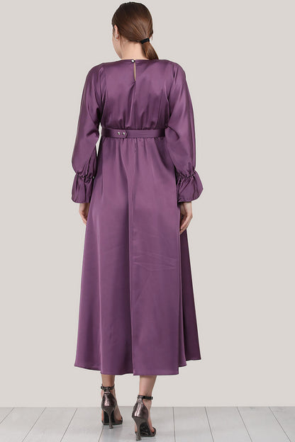 Langes Kleider Abaya Hijab Kleid Damen - NELB0007D7291MOR