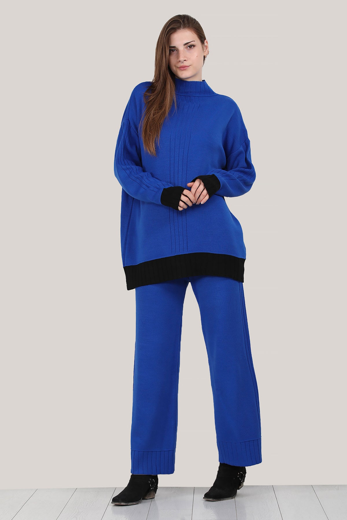 Gebreid tweedelig pak in donkerblauw one size - NTKM0007K9006SKS