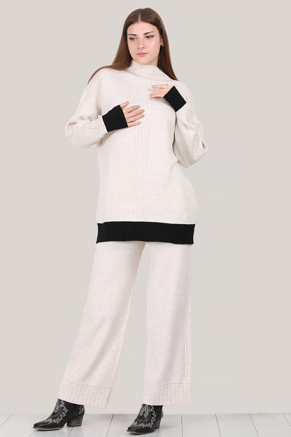 Knitted two-piece suit in beige one size - NTKM0007K9006TAS