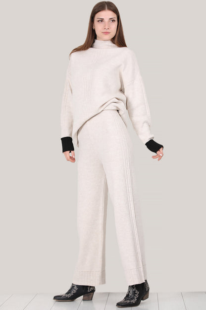 Knitted two-piece suit in beige one size - NTKM0007K9006TAS