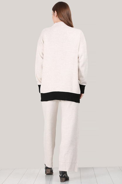 Knitted two-piece suit in beige one size - NTKM0007K9006TAS