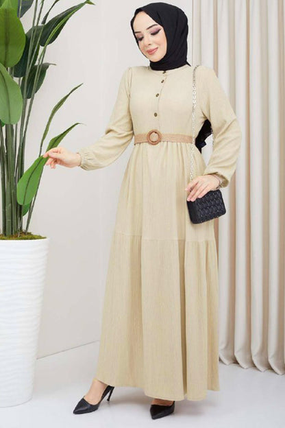 Long Dresses Abaya Hijab Dress Women - NELB0007D0051BEJ
