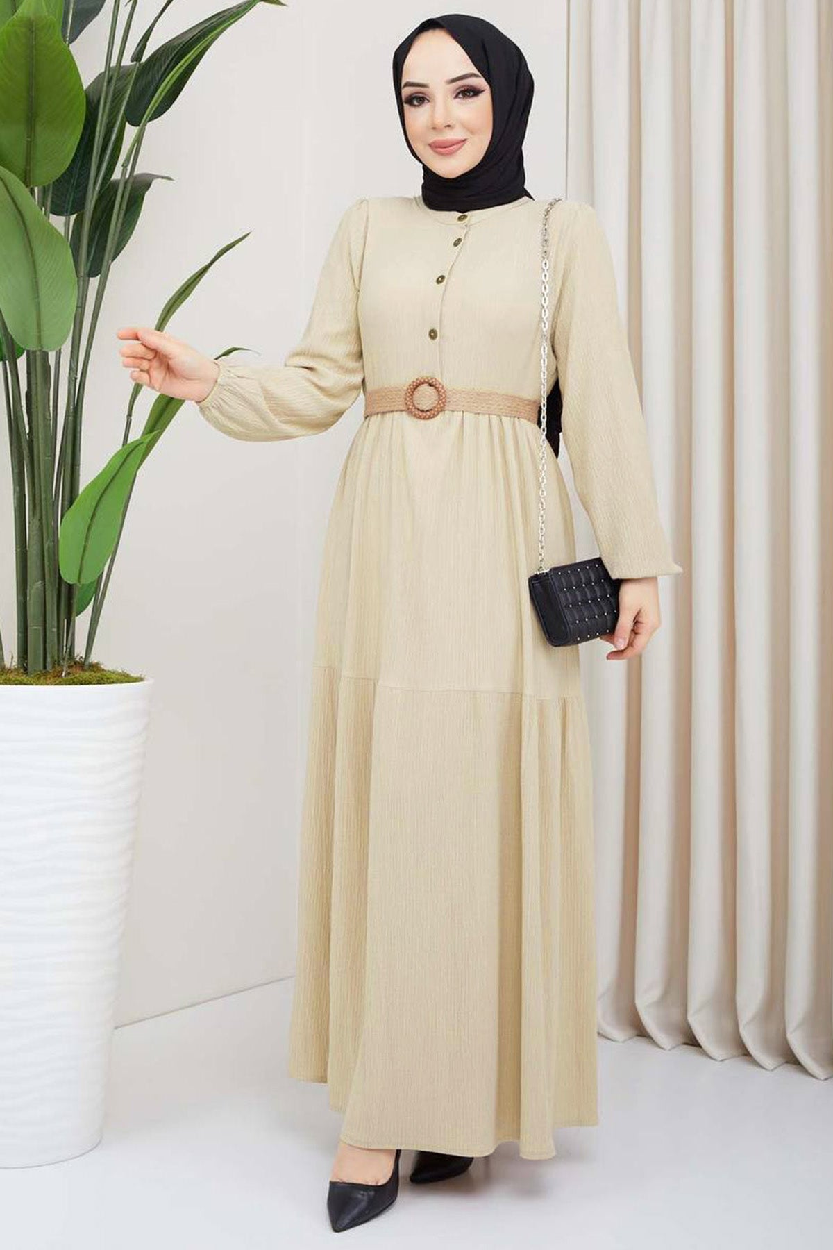 Long Dresses Abaya Hijab Dress Women - NELB0007D0051BEJ