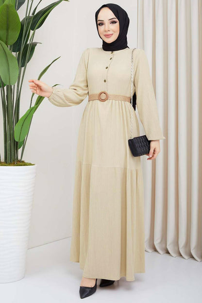 Long Dresses Abaya Hijab Dress Women - NELB0007D0051BEJ