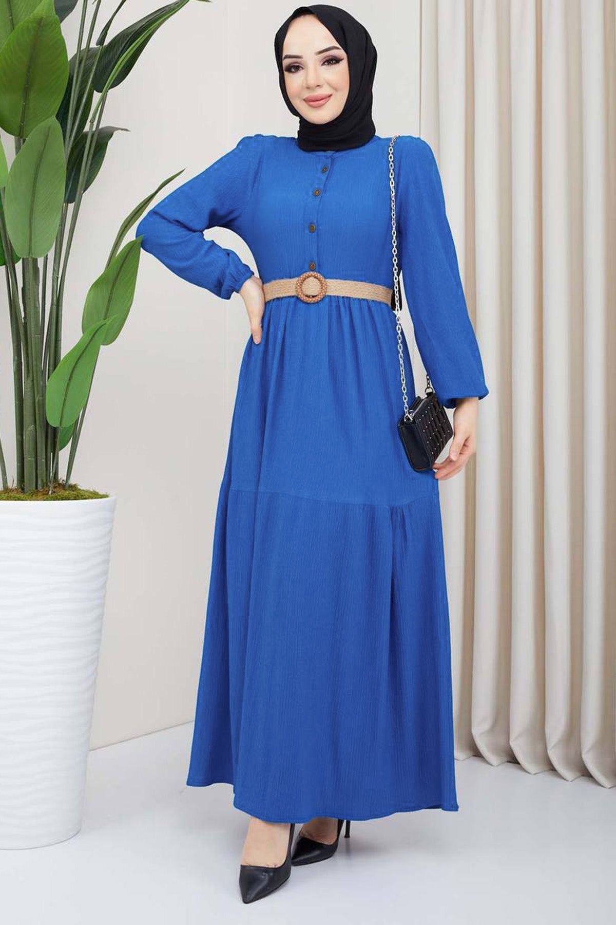Lange jurk Abaya hijabjurk dames - NELB0007D0051İND