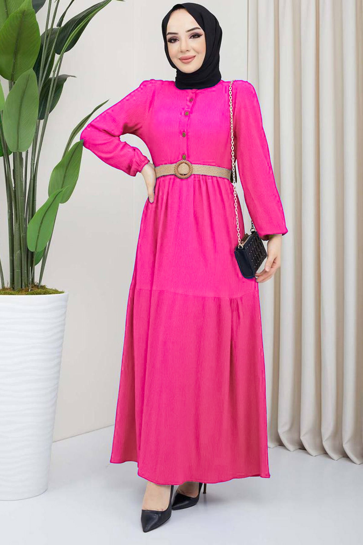 Langes Kleider Abaya Hijab Kleid Damen - NELB0007D0051PMB