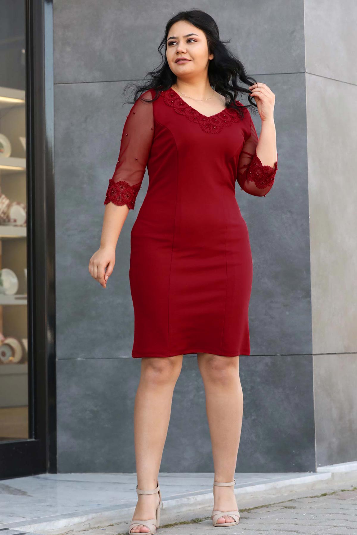 Damen Midikleid Sommerkleid für große Größen - NELB000139112KRZ