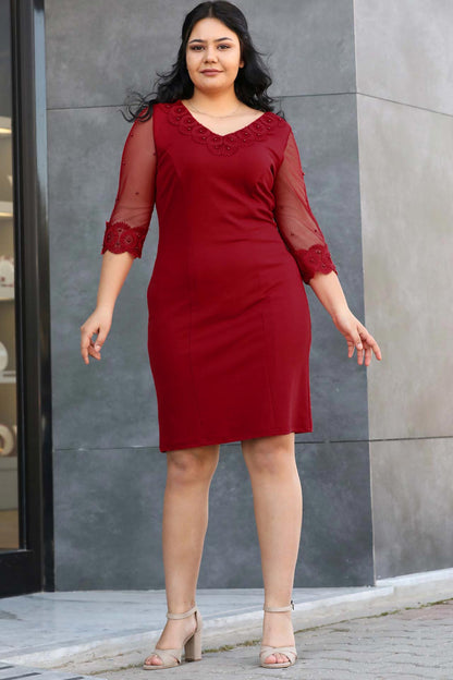 Damen Midikleid Sommerkleid für große Größen - NELB000139112KRZ