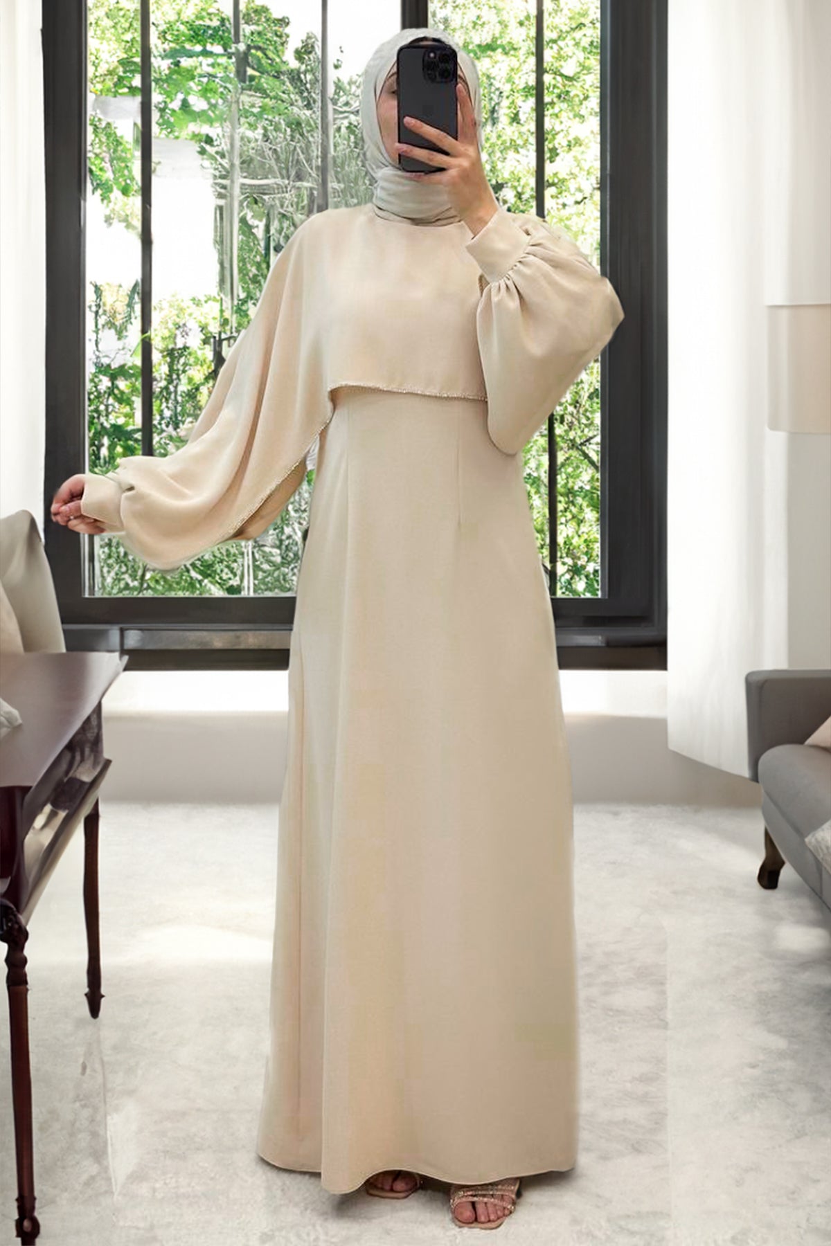 Lange jurk Abaya hijabjurk dames - NELB0007D2024KRM