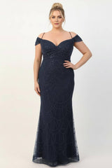 Robe De Soirée Grande Taille Bordeaux, Épaules Dénudées Et Perles