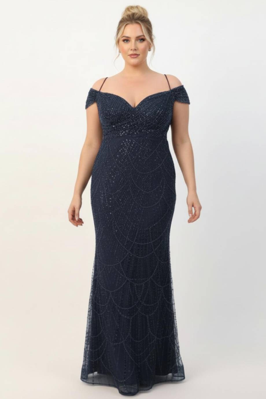 Robe De Soirée Grande Taille Bordeaux, Épaules Dénudées Et Perles