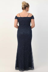 Robe De Soirée Grande Taille Bordeaux, Épaules Dénudées Et Perles