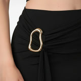 Ensemble Polyemit Jupe Avec Boucle Dorée, Noir