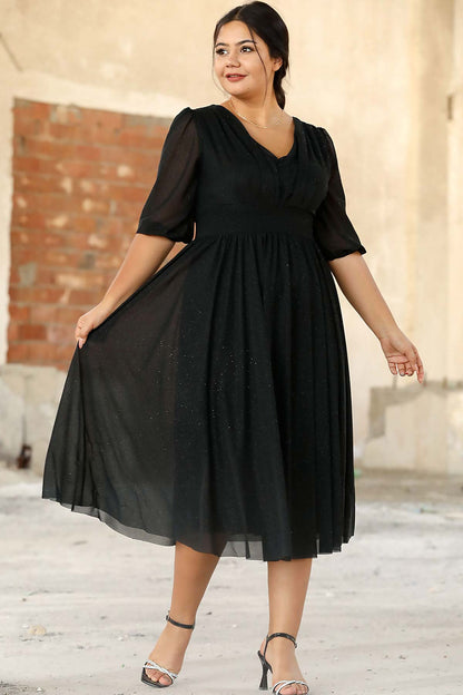 Large Sizes Waist Pleated Evening Dress - NELB0553D8848SYH